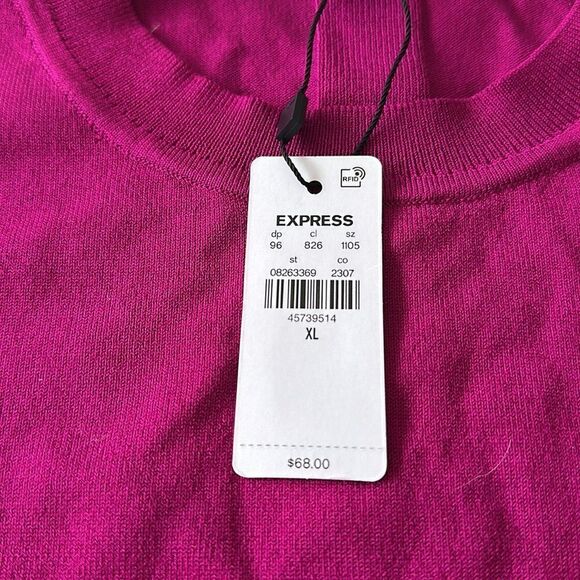 Express Silky Soft Fitted Crew Neck Sweater Berry XL NWT - Picture 6 of 9